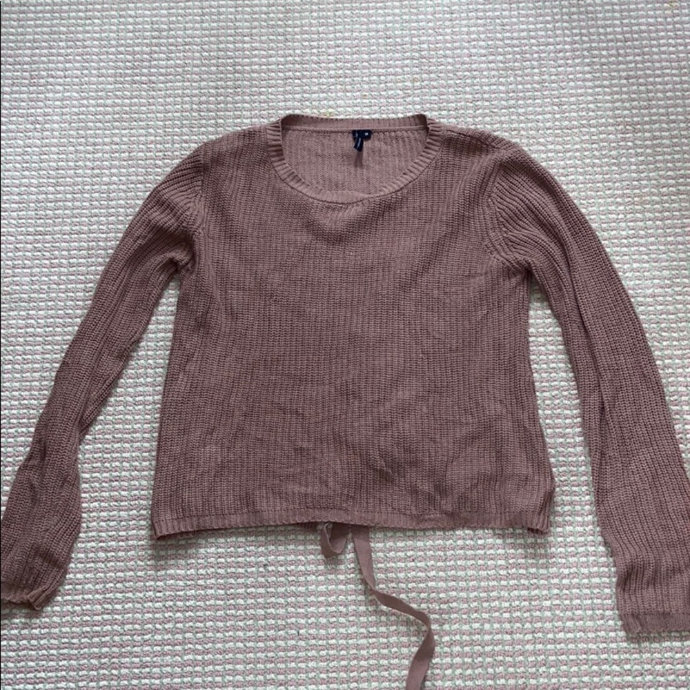 Pinkish tie up sweater